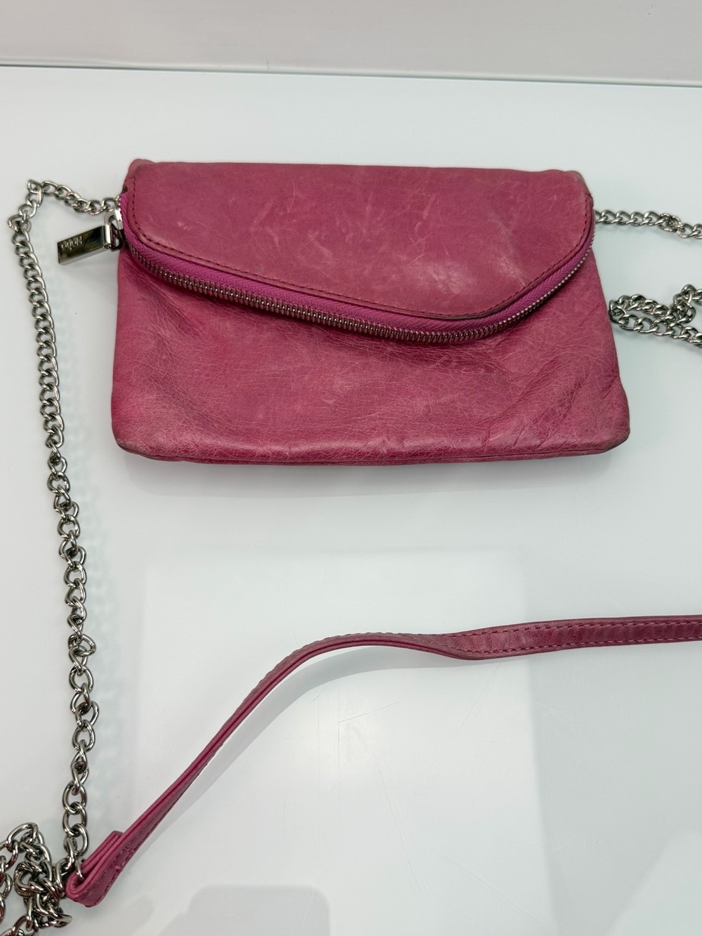 Hobo International Daria Pink Leather Clutch Chain Crossbody Convertible